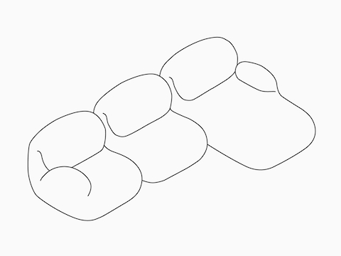 A line drawing of Luva Modular Sofa Group – 3-seat sectional.
