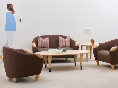 A healthcare sitting area featuring three Florabella Lounge Seating pieces in neutral upholstery.