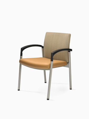 A Valor Stack Chair with a burnt-orange seat and beige back. Select to go to the Valor Stack Chair product page.